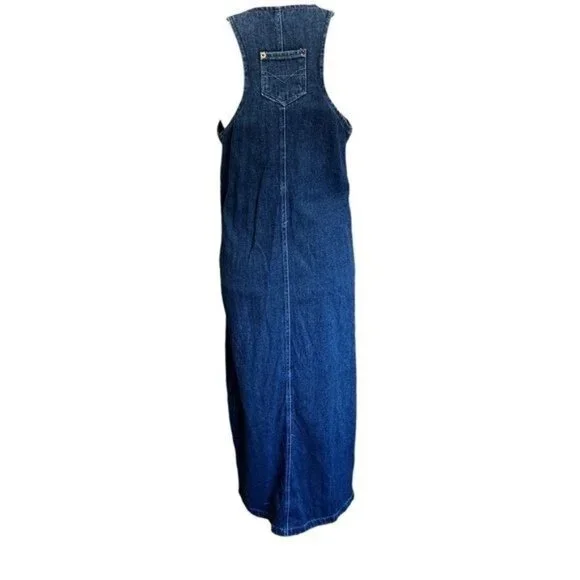Kalifornia Womens Denim Sleeveless Maxi Dress Blue Casual Relaxed Fit Style - Picture 2 of 8